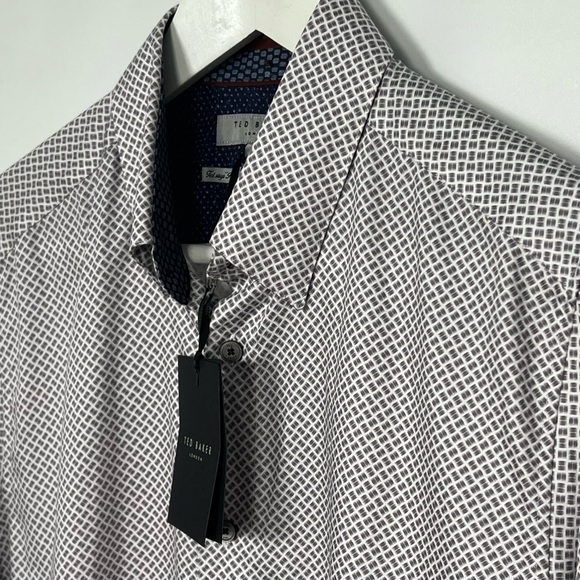 NWT Ted Baker Tidal Dome Printed Long Sleeve Shirt Grey size 3 Medium - Picture 4 of 11